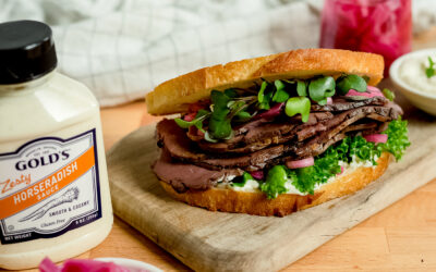 Roast Beef Sandwich with Horseradish Pickled Red Onions