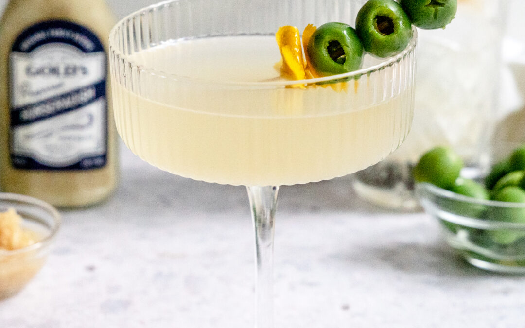Horseradish Vodka Dirty Martini with Olives